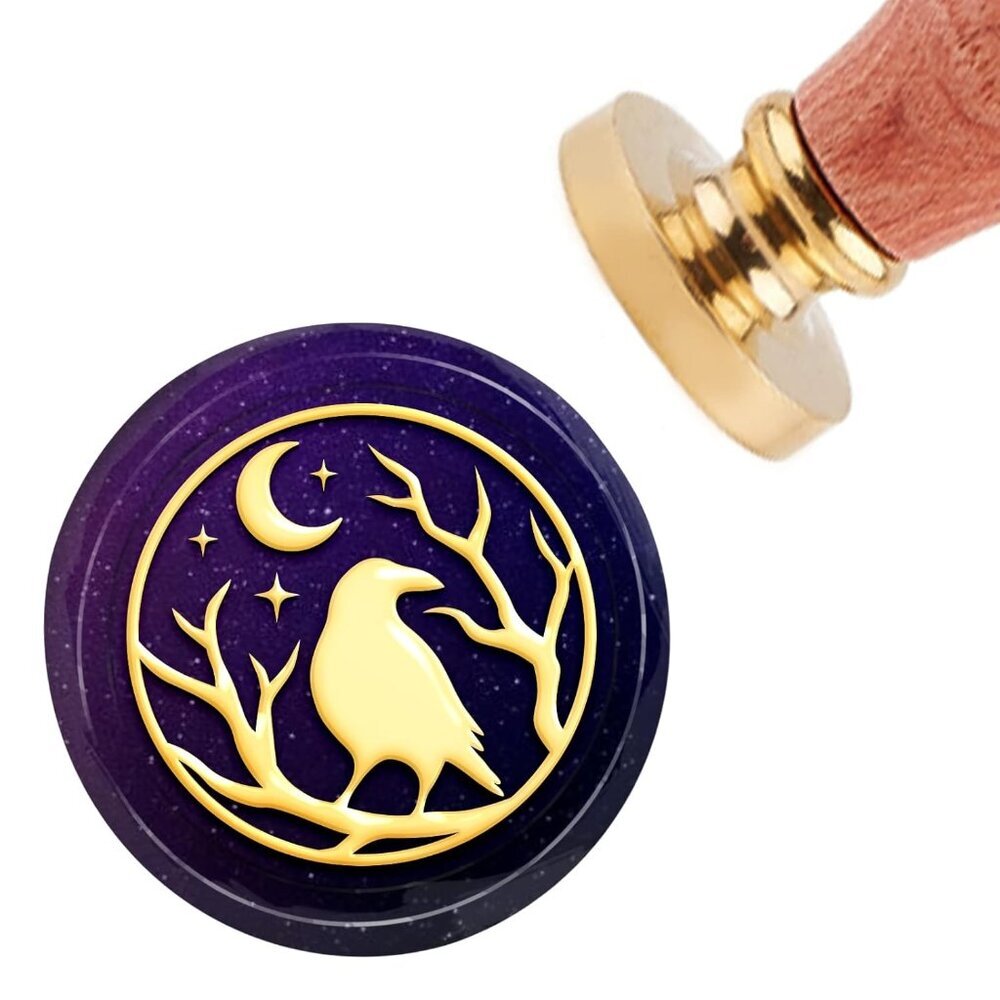 Crow Wax Seal Stamp Halloween Raven Sealing Wax Stamps Moon Vintage 30mm Removab